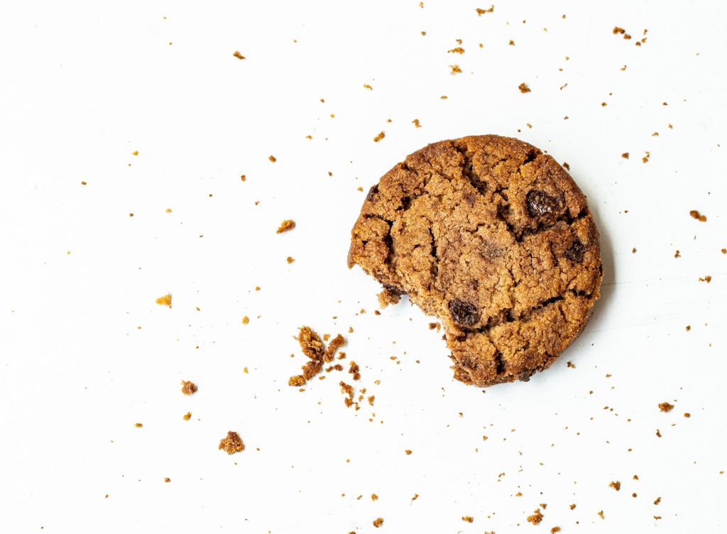 Image of a cookie on a white background to represent the demise of third-party cookies