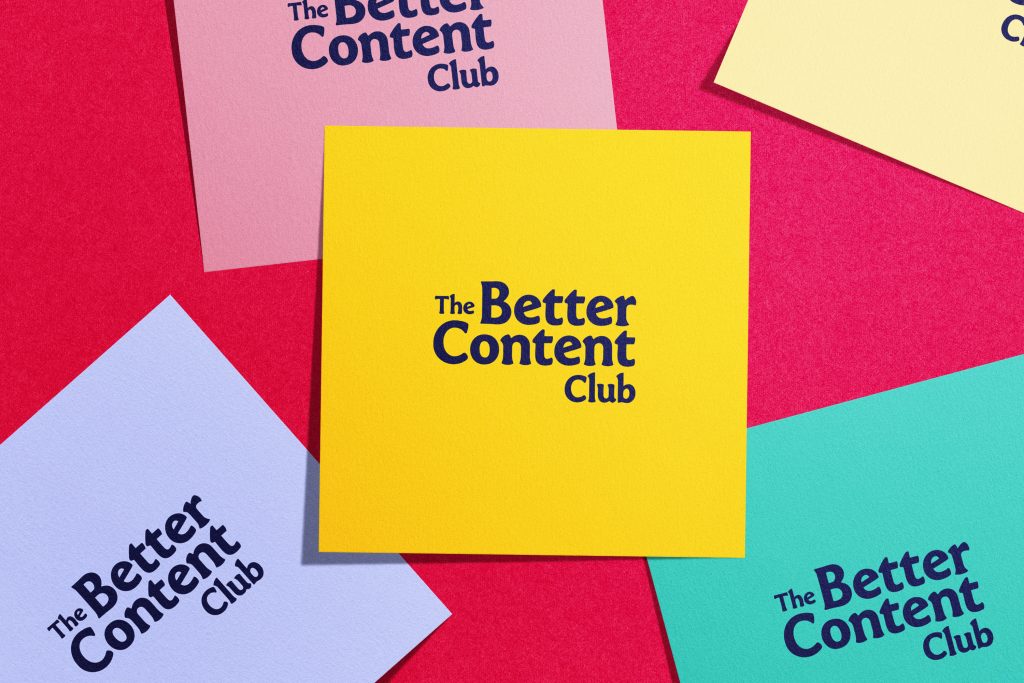 The Better Content Club sticky note mockup